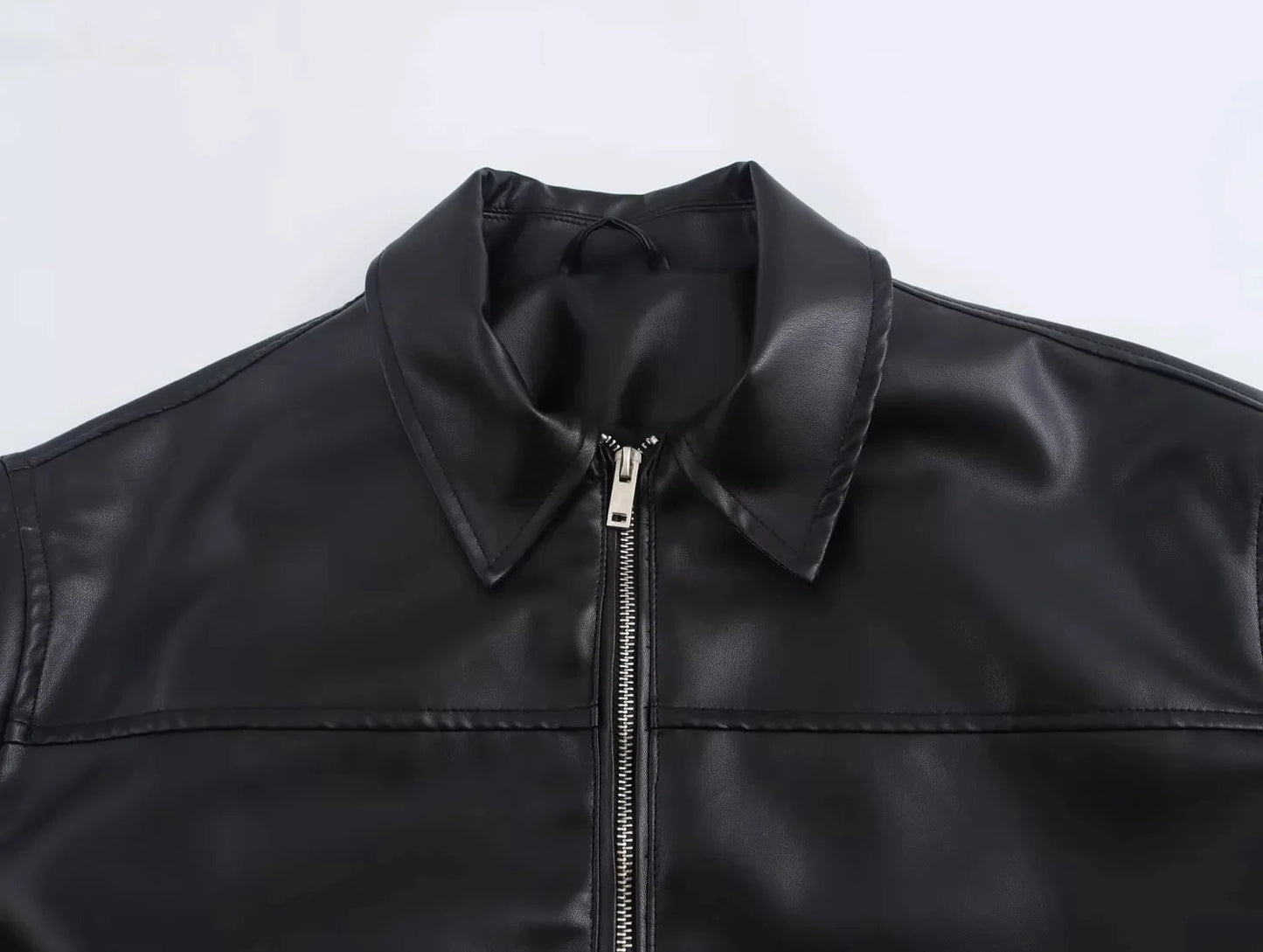 SEAME - Arabell - Chic Vintage Vegan Leather Women's Autumn Winter Jacket with Unique Zipper Detail Brown S