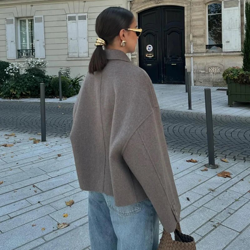 SEAME - Briana - Stylish Women's Coat with Long Sleeves for Autumn Comfort Brown XS