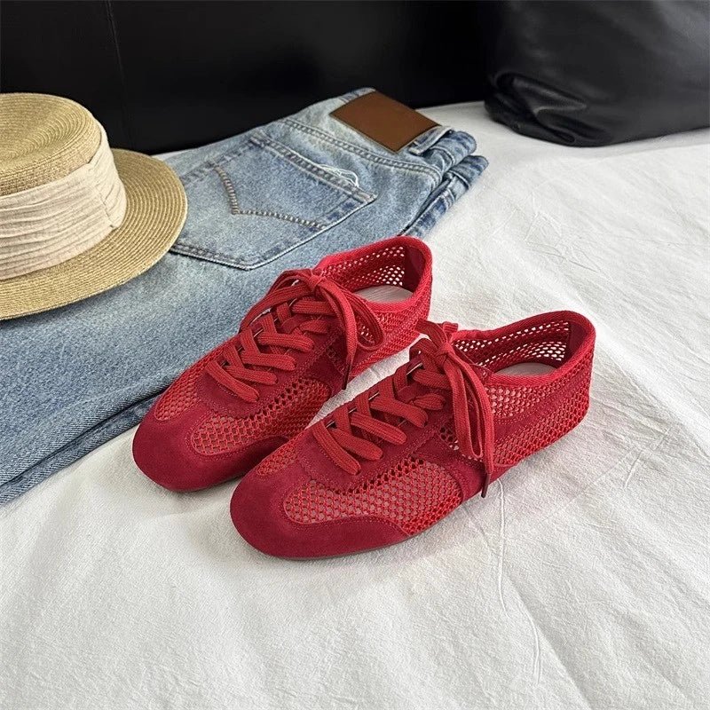 SEAME - Celina - Trendy Women's Sneakers with Breathable Mesh Upper & Durable Rubber Outsole Red 35