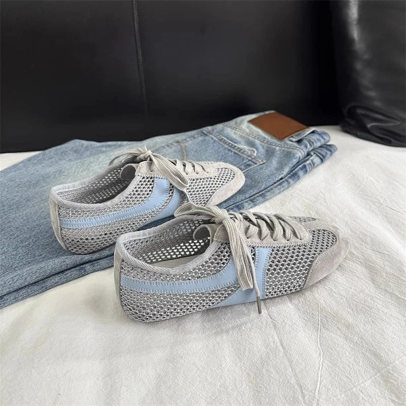 SEAME - Celina - Trendy Women's Sneakers with Breathable Mesh Upper & Durable Rubber Outsole Silver 36