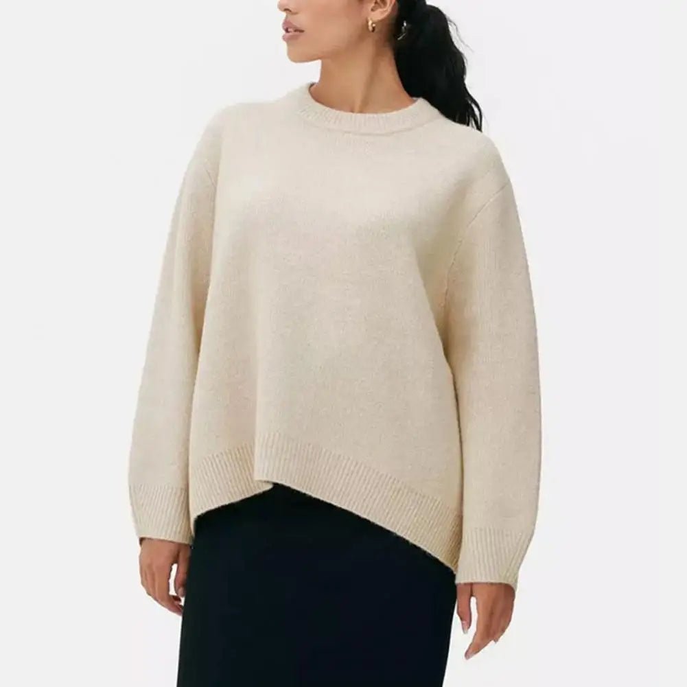 SEAME - Edlyn - Cozy Autumn Women's Sweater with Ribbed Trim & Soft Blended Material Beige S