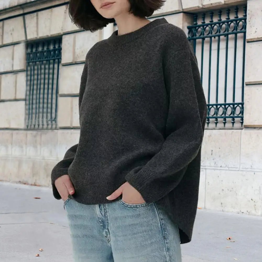 SEAME - Edlyn - Cozy Autumn Women's Sweater with Ribbed Trim & Soft Blended Material Black S