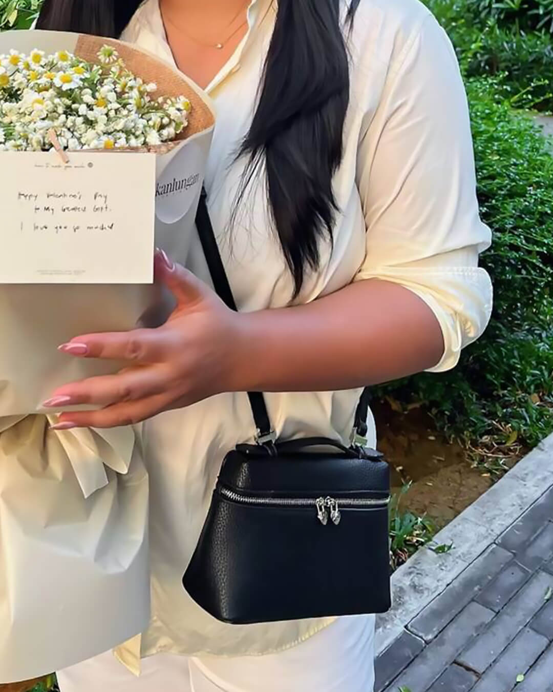 SEAME - Felicia Smooth Leather Vanity Bag Gray Regular