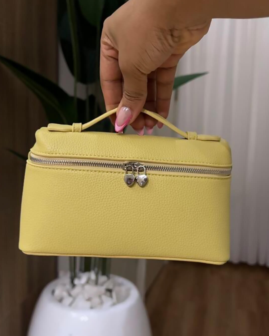 SEAME - Felicia Smooth Leather Vanity Bag Gray Regular