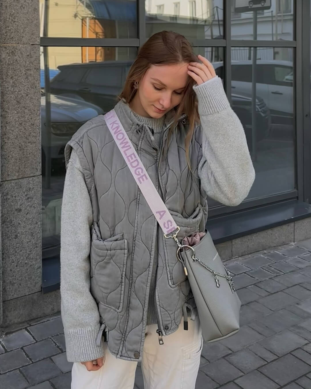 SEAME - Fiona Quilted Padded Vest Gray XS