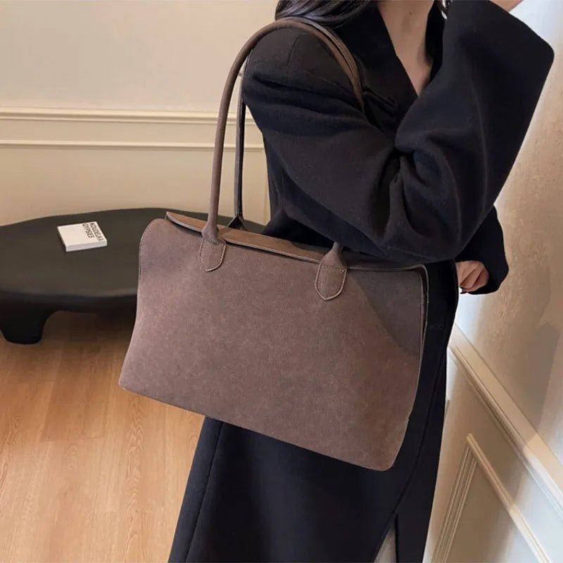 SEAME - Isha - Classic Suede Shoulder Bag with Elegant Design Brown Regular