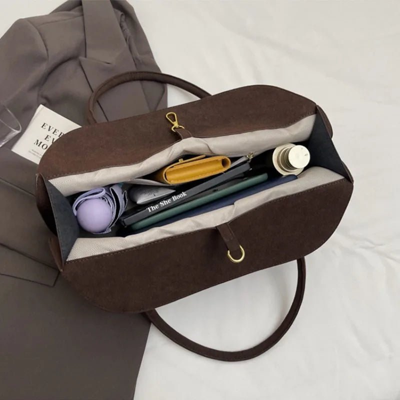 SEAME - Isha - Classic Suede Shoulder Bag with Elegant Design Brown Regular