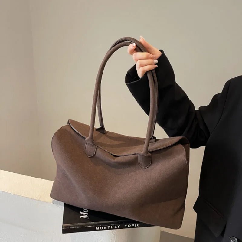 SEAME - Isha - Classic Suede Shoulder Bag with Elegant Design Brown Regular
