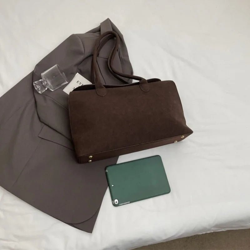 SEAME - Isha - Classic Suede Shoulder Bag with Elegant Design Dark Brown Regular