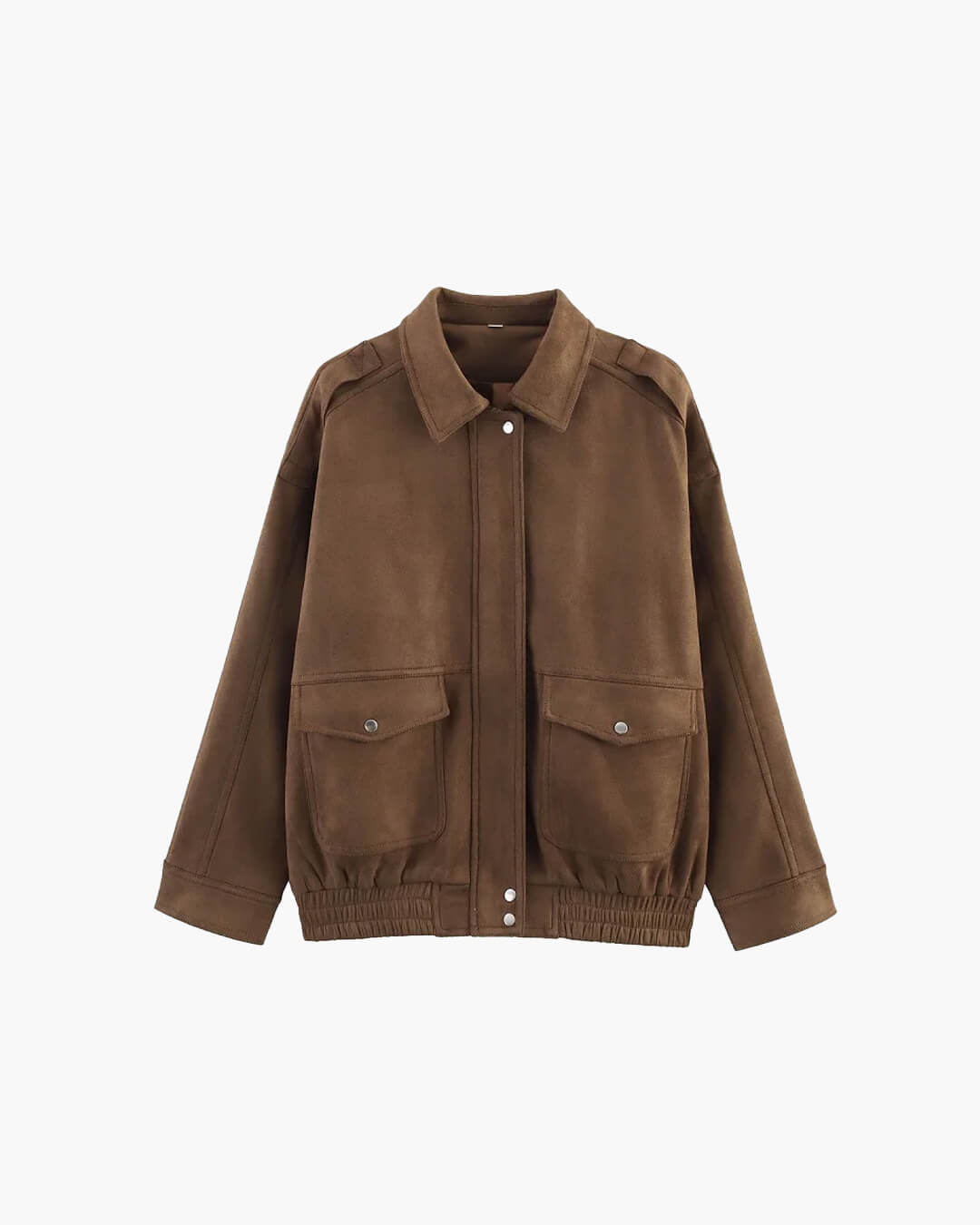 SEAME - Jen - Stylish Suede Bomber Jacket for Women with Zipper Closure Brown XS