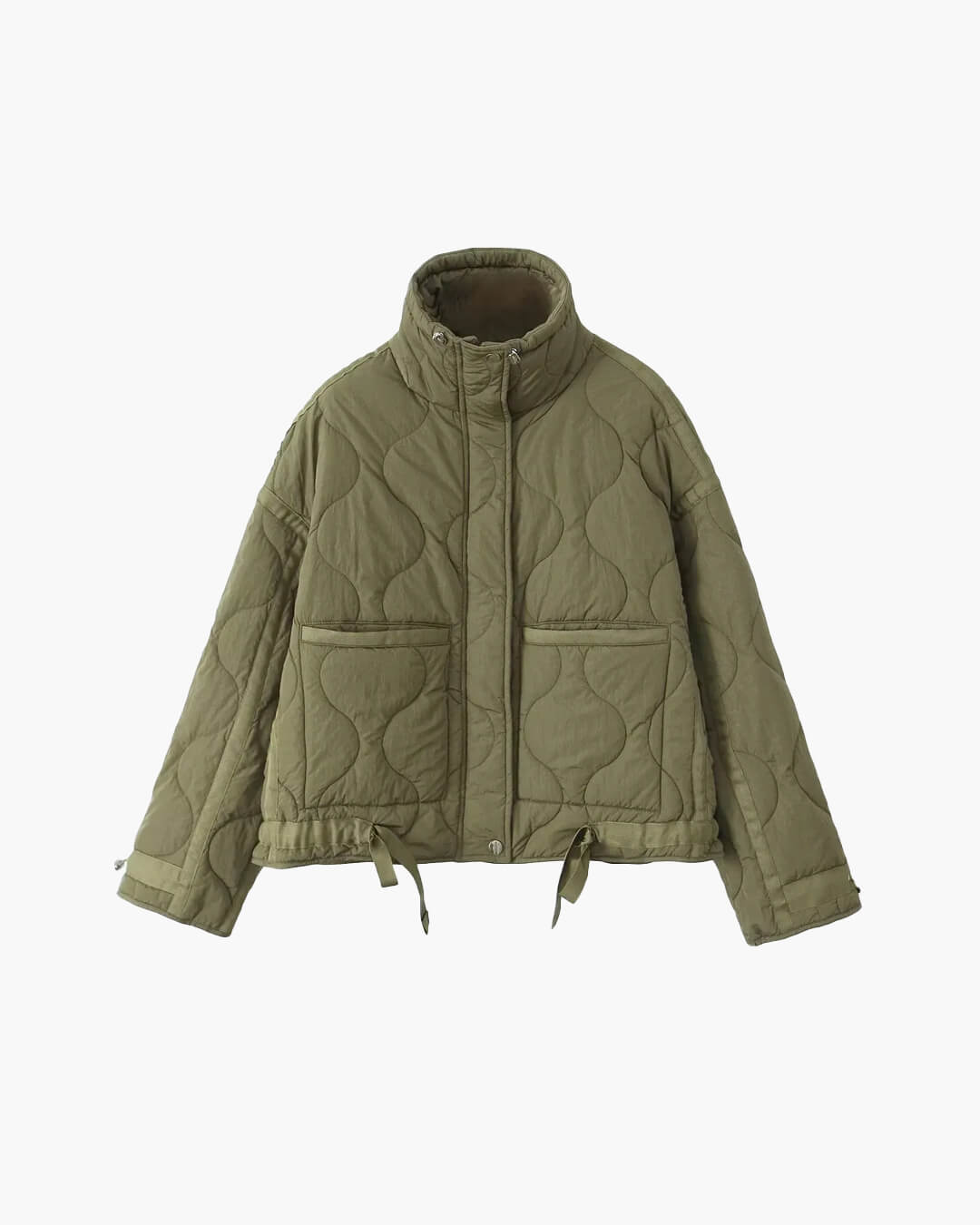 SEAME - Jessica - Women's Winter Coat with High Collar, Pockets & Loose Fit Green XS