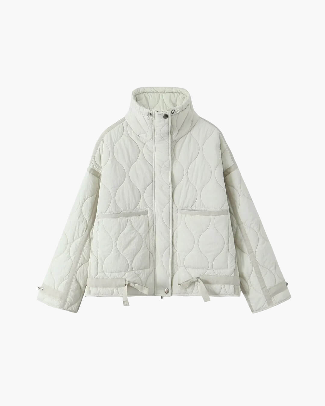 SEAME - Jessica - Women's Winter Coat with High Collar, Pockets & Loose Fit White XS
