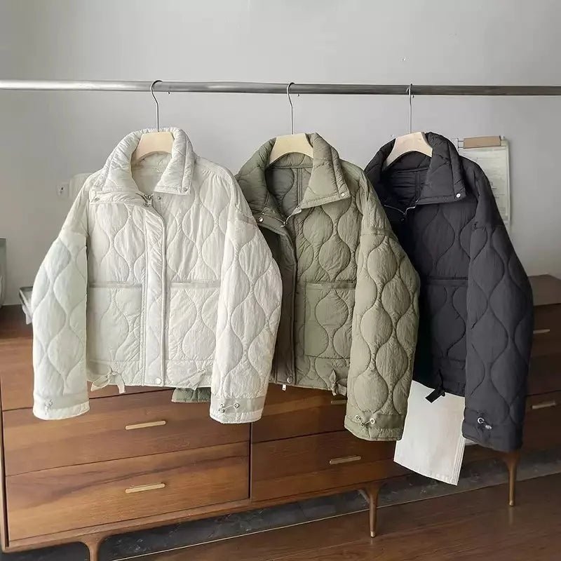SEAME - Jessica - Women's Winter Coat with High Collar, Pockets & Loose Fit White S