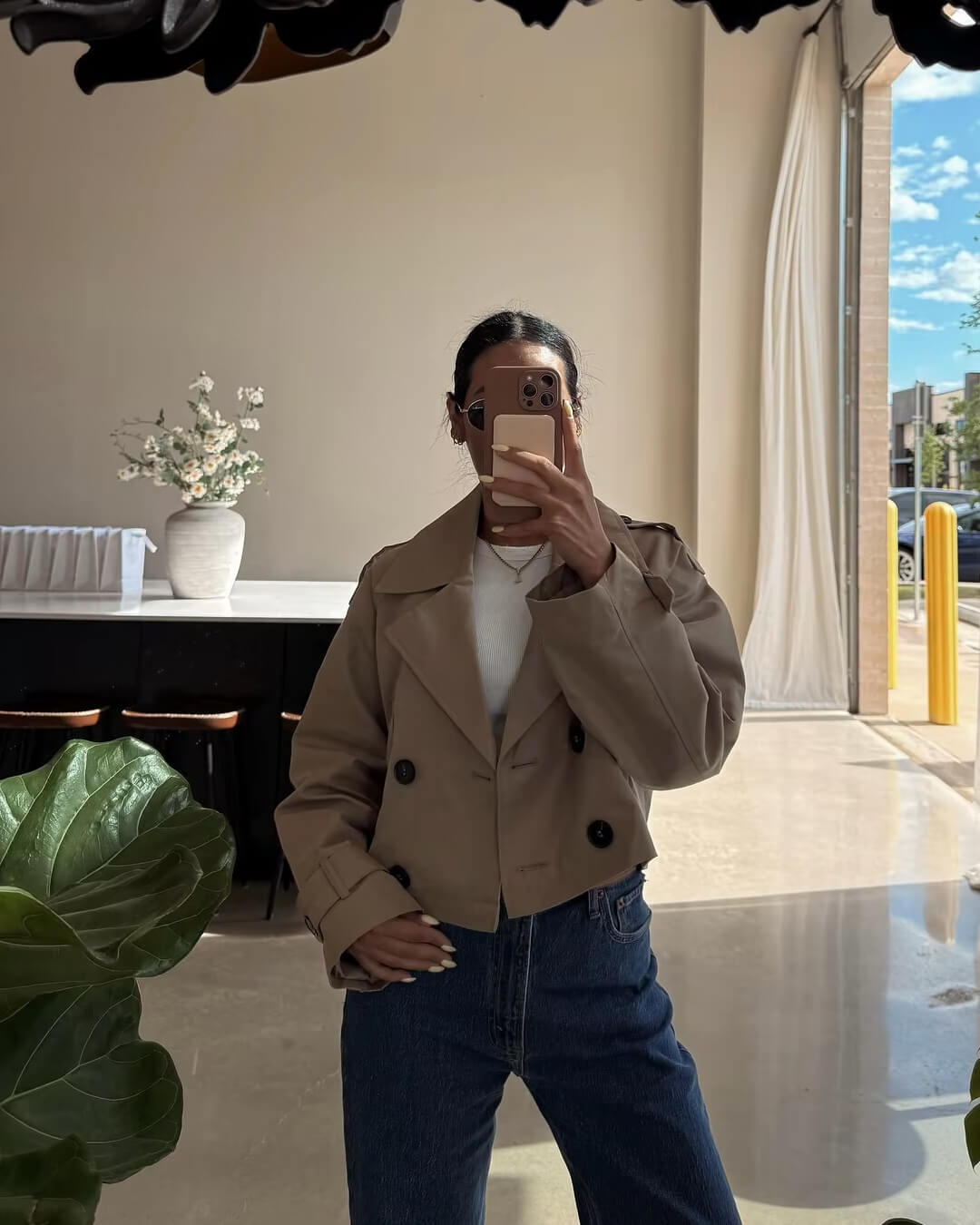 SEAME - Katrina Cropped Trench Coat Beige L