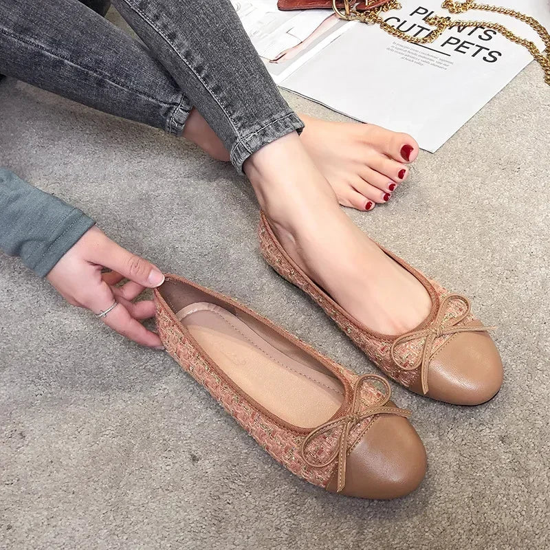 SEAME - Marina - Women's Loafers with Stylish Bow Design for Comfort and Versatility Beige 37