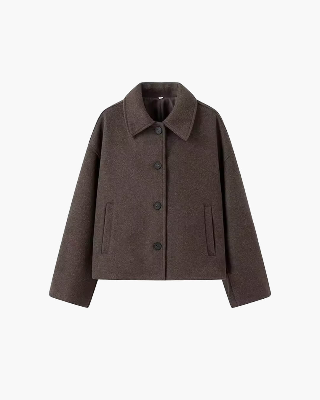 SEAME - Maxine - Women's Wool Coat with Button Closure for Winter Warmth Brown S