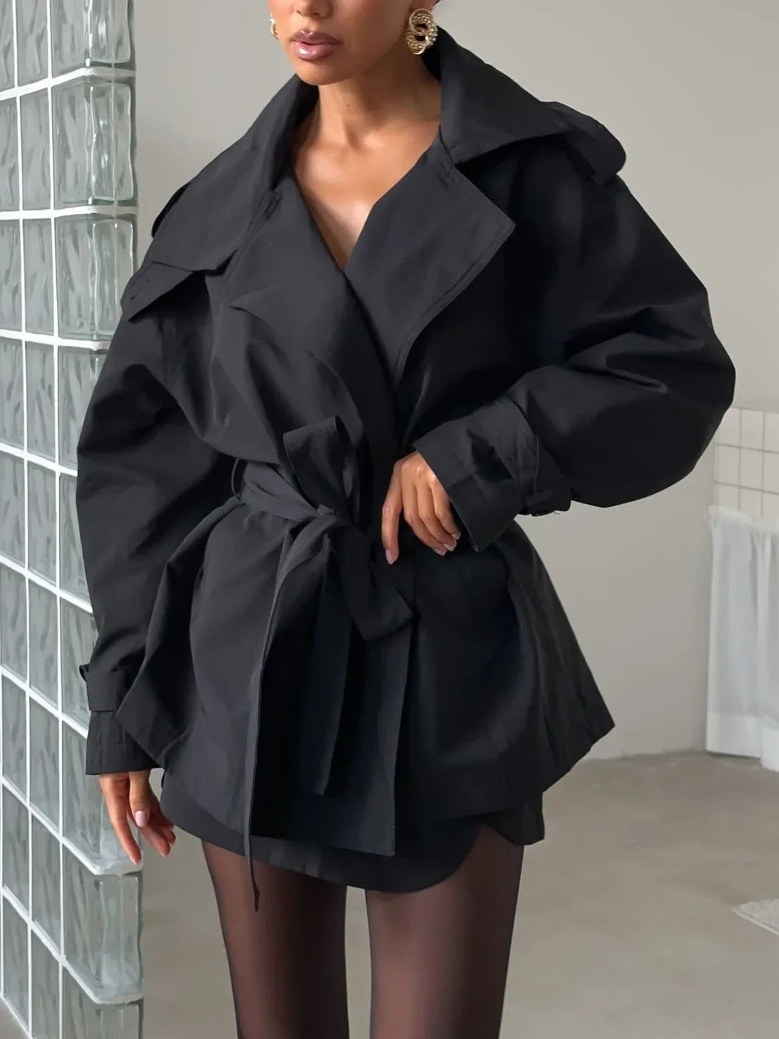 SEAME - Naomi Trench Coat Black M