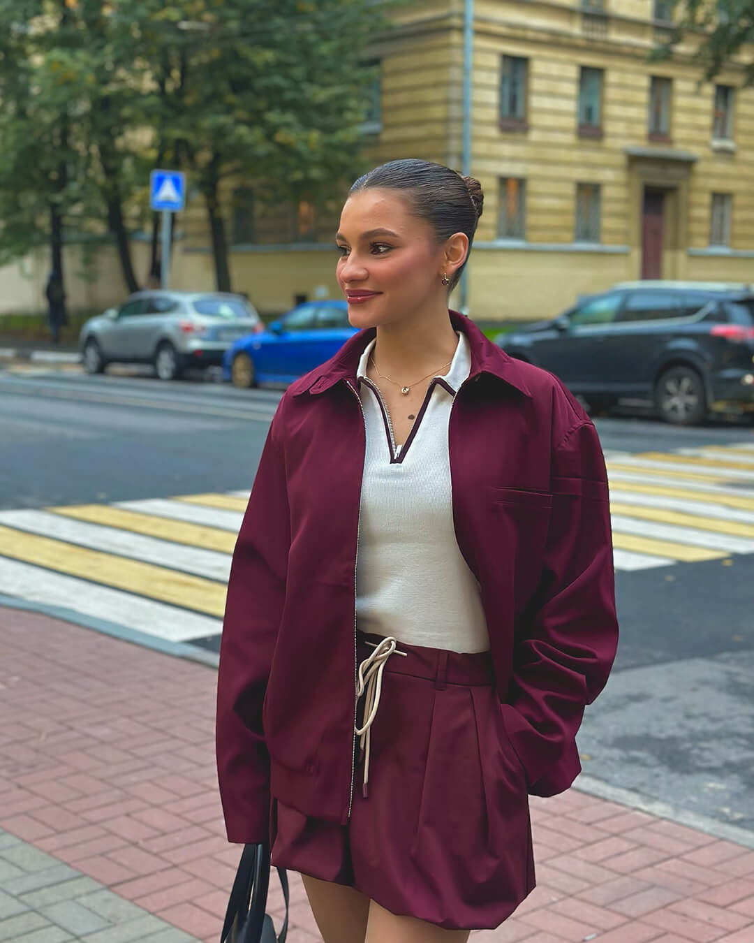 SEAME - Rhea Burgundy Bomber Jacket Burgundy Jacket XS