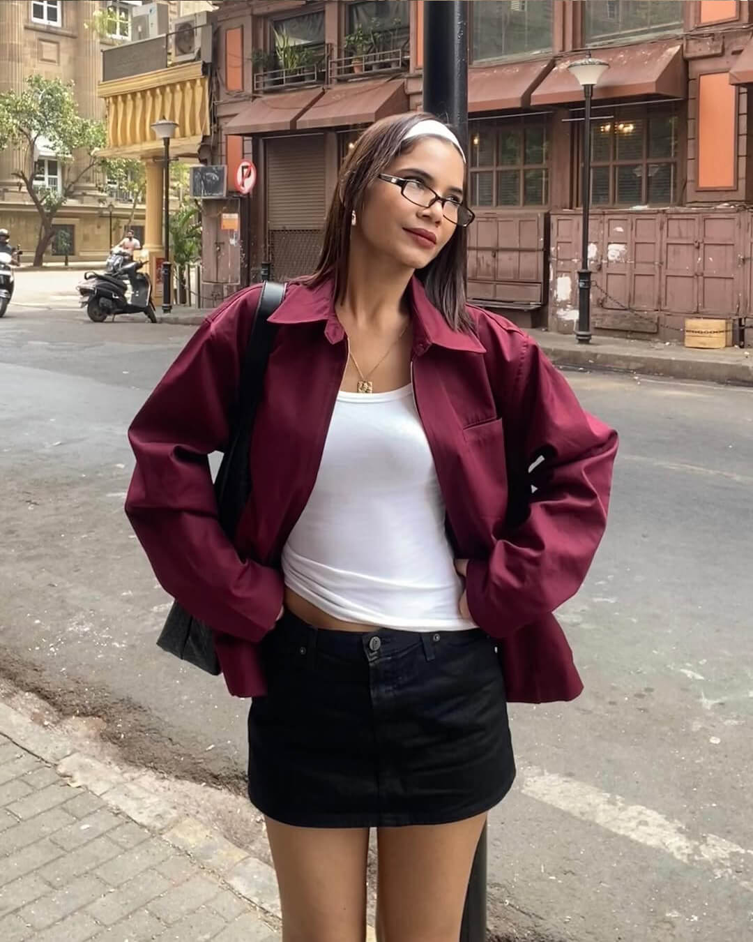 SEAME - Rhea Burgundy Bomber Jacket Burgundy Jacket L