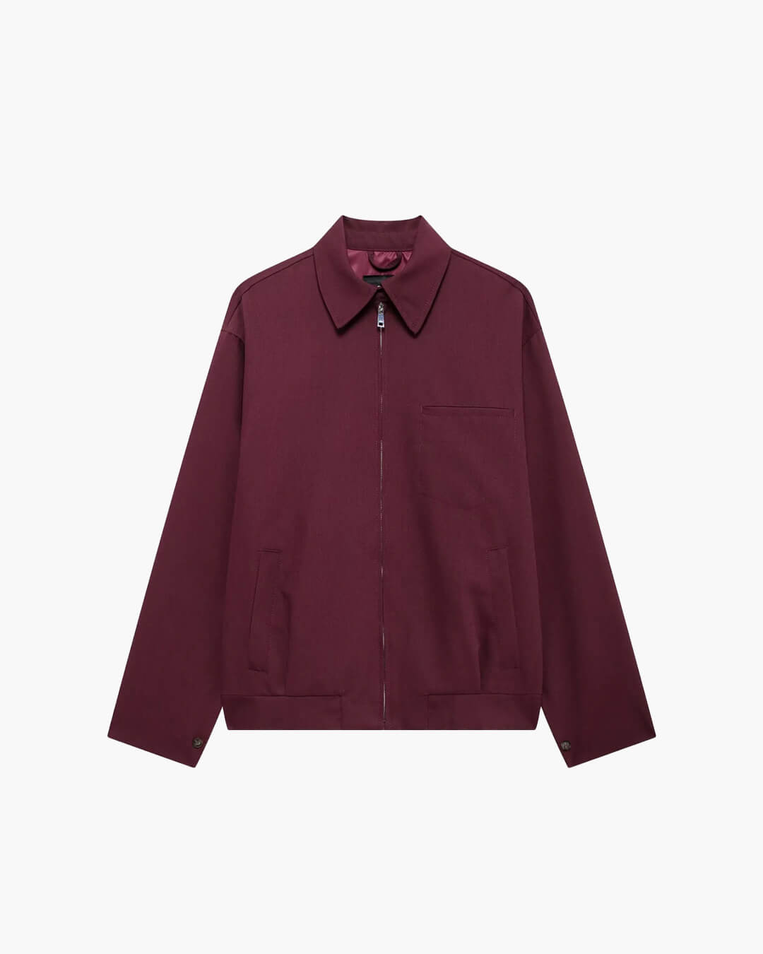 SEAME - Rhea - Burgundy Womens Bomber Jacket with Zipper Closure | Retro Fall Outerwear Burgundy Jacket M