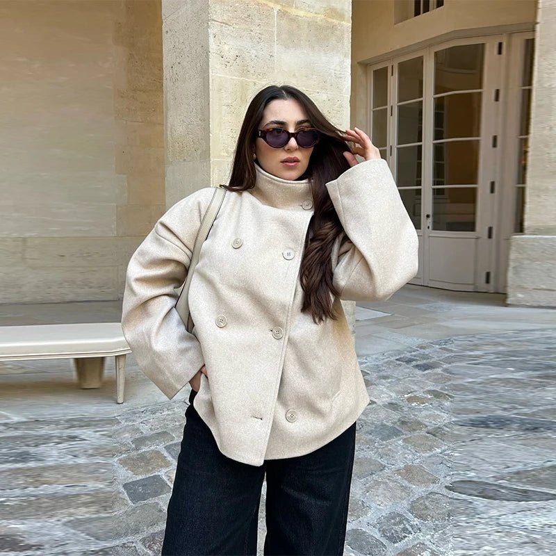 SEAME - Rosalia Elegant Jacket with Stand Collar Autumn Style Creme S
