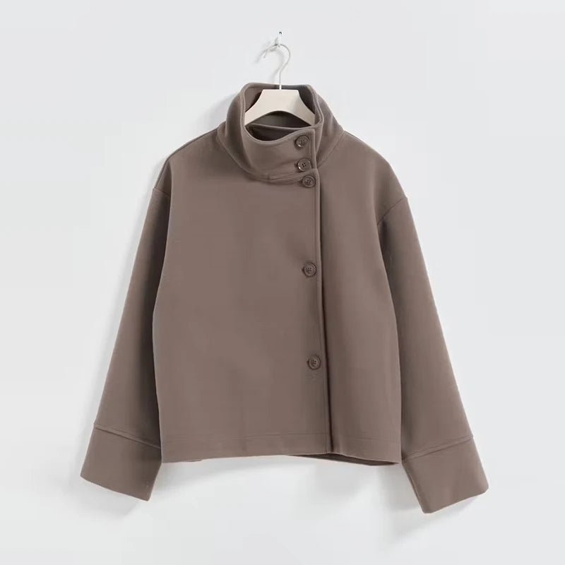 SEAME - Rosalia Elegant Jacket with Stand Collar Autumn Style Taupe S