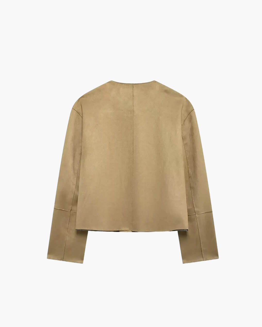 SEAME - Ruffa - Women's Jacket in Soft Suede with Long Sleeves & Button Closure Beige S