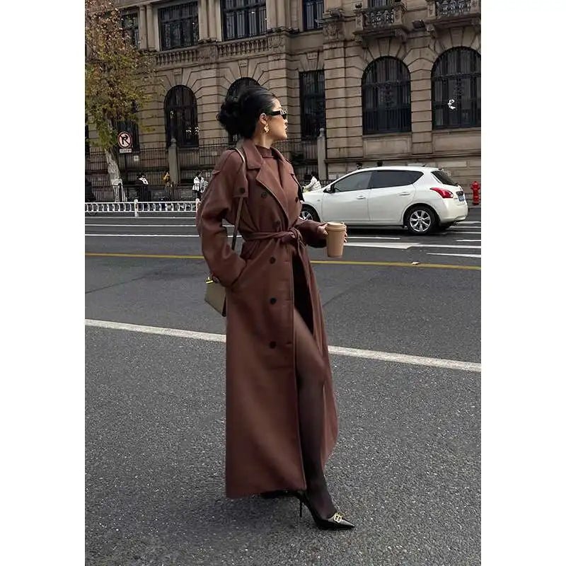 SEAME - Susan Women's Wool Coat, Stylish V - Neck Double Breasted Winter Outerwear S