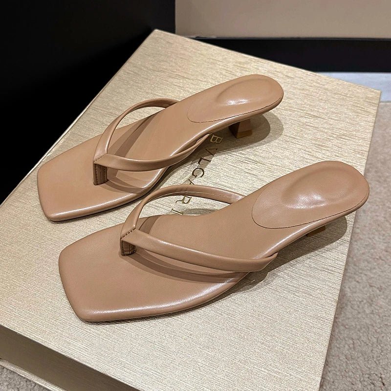 SEAME - Thalia - Women's Sandals with Stylish Clip Toe Design & Low Heel Comfort Black 35