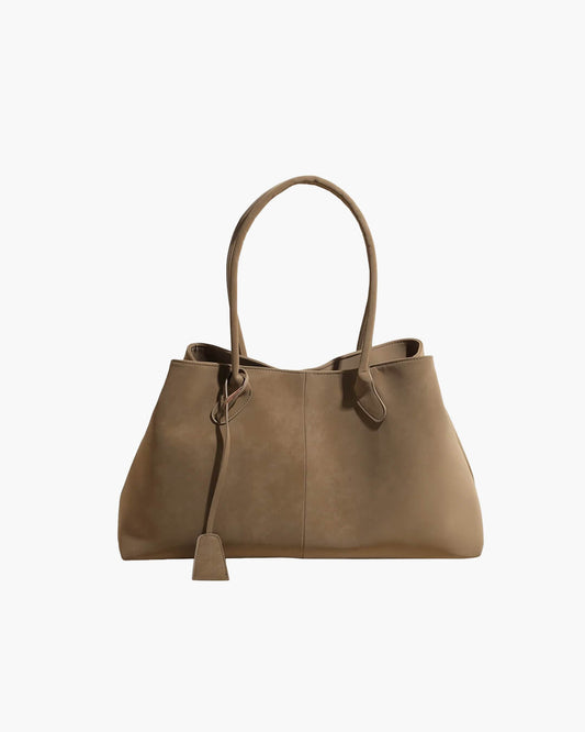 SEAME - Amara - Large Capacity Vegan Suede Handbag for Women in Retro Style Beige