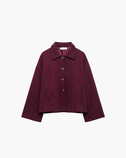 SEAME - Briana - Stylish Women's Coat with Long Sleeves for Autumn Comfort Burgundy XS