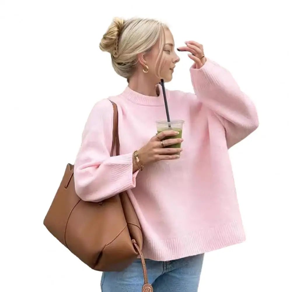 SEAME - Edlyn - Cozy Autumn Women's Sweater with Ribbed Trim & Soft Blended Material Beige S