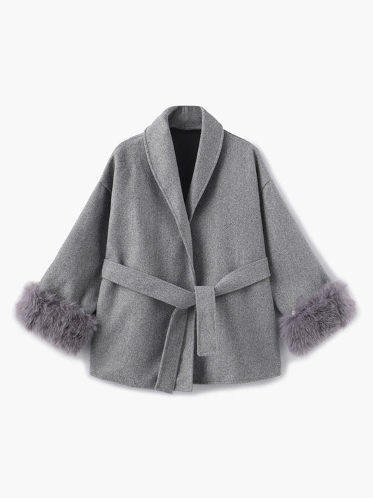 Seame - Grace Faux Fur Coat Gray S