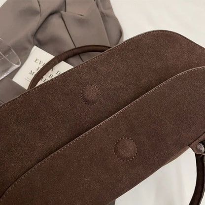 SEAME - Isha - Classic Suede Shoulder Bag with Elegant Design Dark Brown Regular