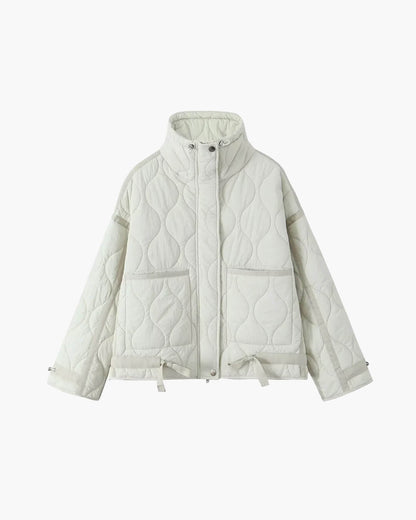 SEAME - Jessica - Women's Winter Coat with High Collar, Pockets & Loose Fit White XS