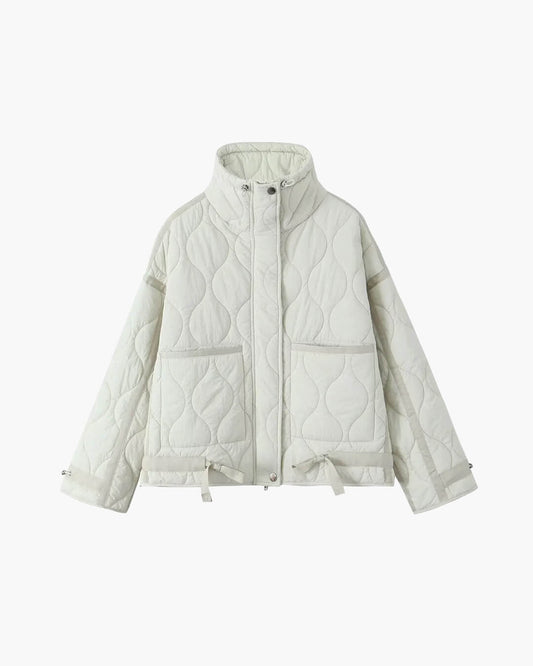SEAME - Jessica - Women's Winter Coat with High Collar, Pockets & Loose Fit White XS