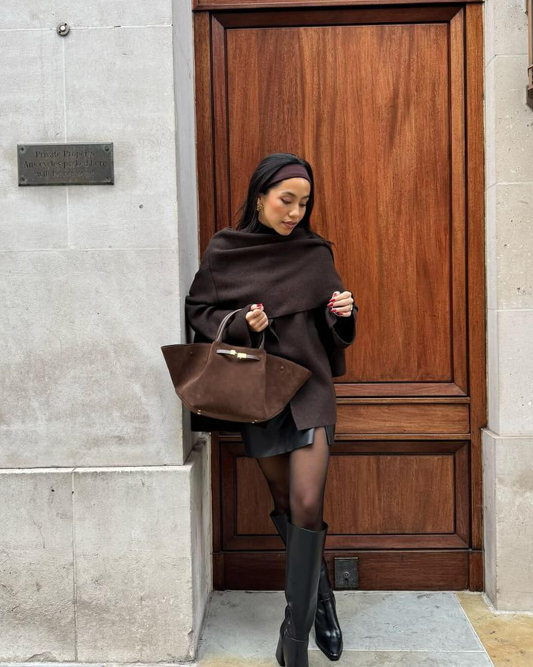 SEAME - Mathilde Suede Bag Dark Brown