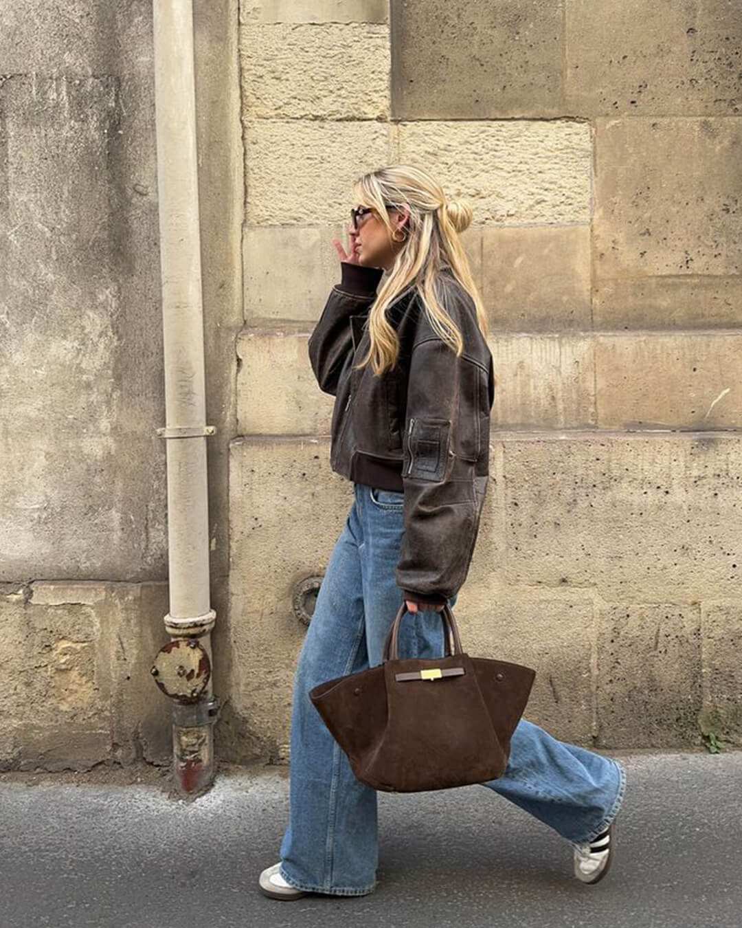 SEAME - Mathilde Suede Bag Dark Brown