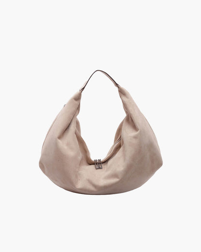 SEAME - Odette - Suede Hobo Handbag with Zipper & Large Capacity for Work and Travel Black