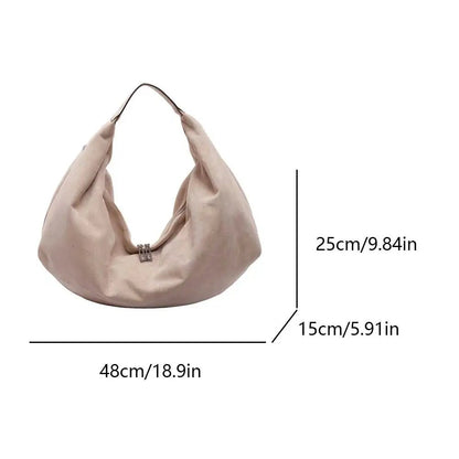 SEAME - Odette - Suede Hobo Handbag with Zipper & Large Capacity for Work and Travel Brown