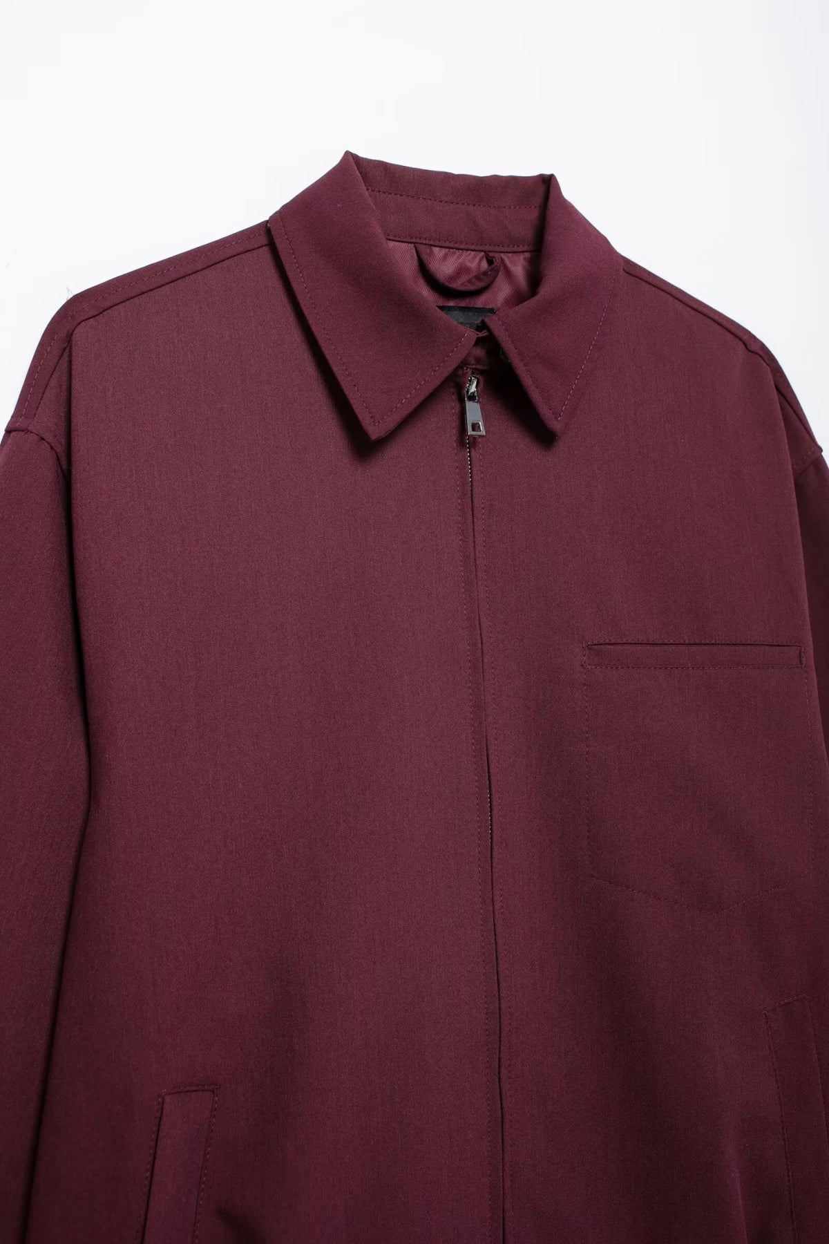 SEAME - Rhea - Burgundy Womens Bomber Jacket with Zipper Closure | Retro Fall Outerwear Burgundy Jacket XS