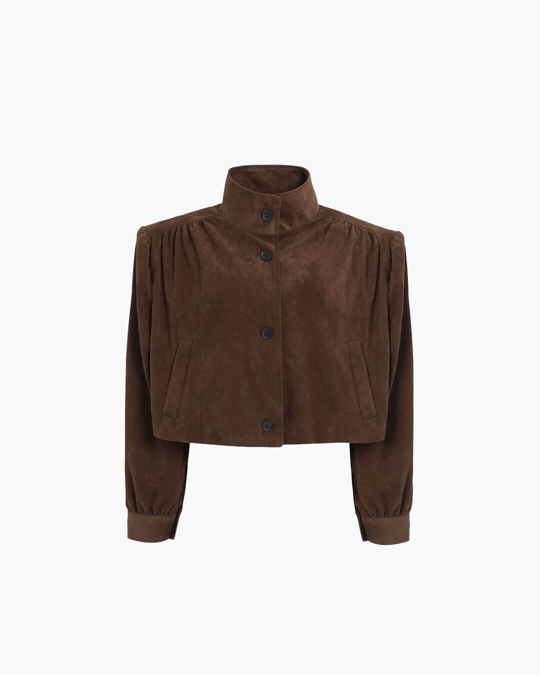 SEAME - Rita - Women's Jacket - Vintage Suede Leather with Padded Shoulders Dark Brown S