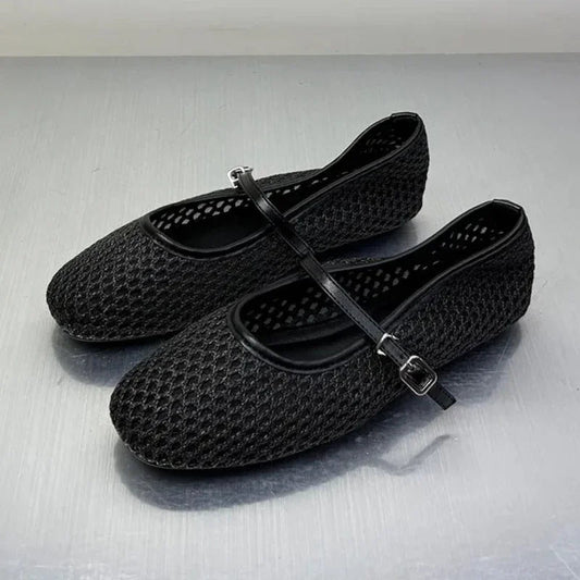 SEAME - Sabrina Mesh Ballet Flats Black 35