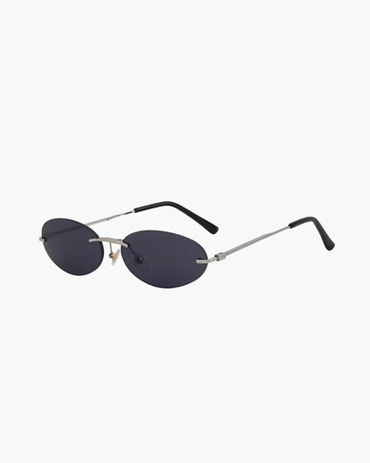 SEAME - Scarlett Oval Retro Sunglasses Black Silver