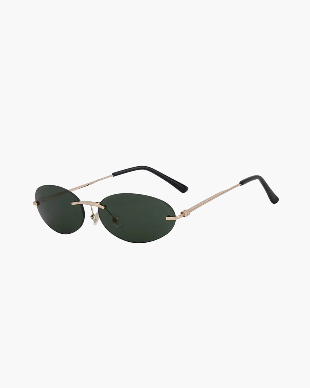 SEAME - Scarlett Oval Retro Sunglasses Green Gold
