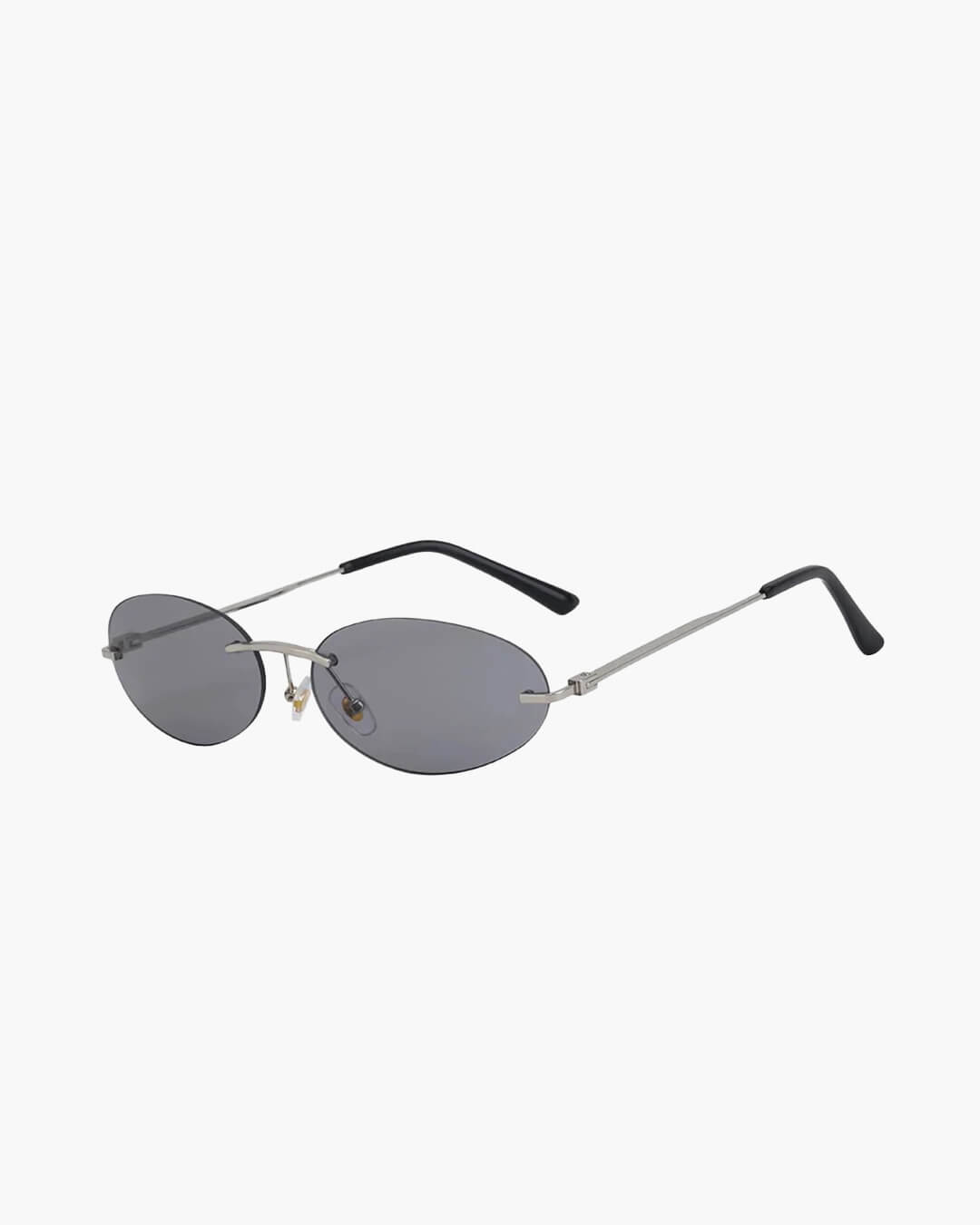 SEAME - Scarlett Oval Retro Sunglasses Grey Silver