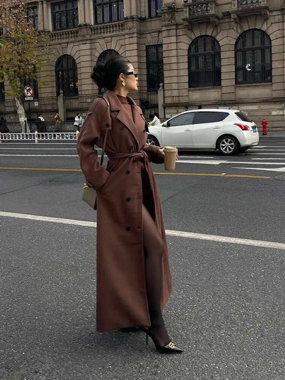 SEAME - Susan Women's Wool Coat, Stylish V - Neck Double Breasted Winter Outerwear S