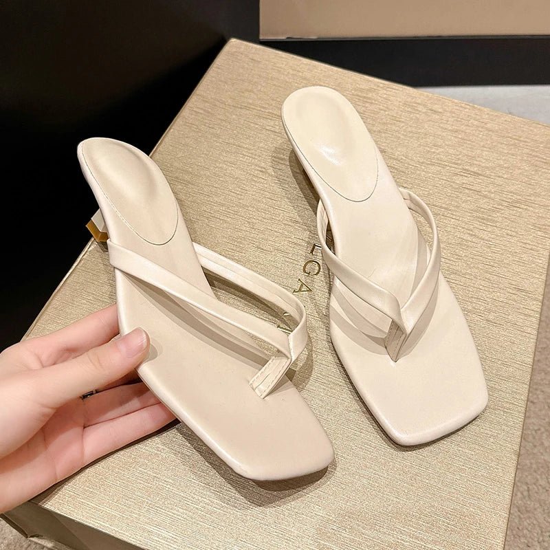 SEAME - Thalia - Women's Sandals with Stylish Clip Toe Design & Low Heel Comfort Black 35