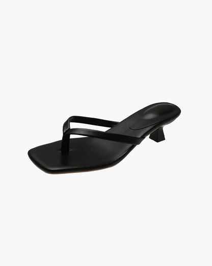 SEAME - Thalia - Women's Sandals with Stylish Clip Toe Design & Low Heel Comfort Black 35