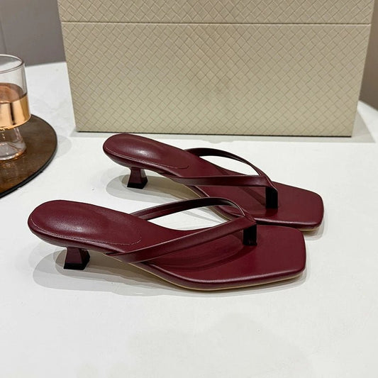 SEAME - Thalia - Women's Sandals with Stylish Clip Toe Design & Low Heel Comfort Black 35